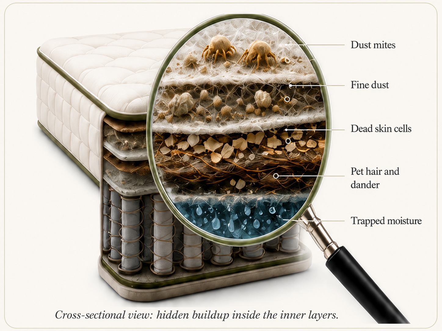 Mattress interior cutaway without text