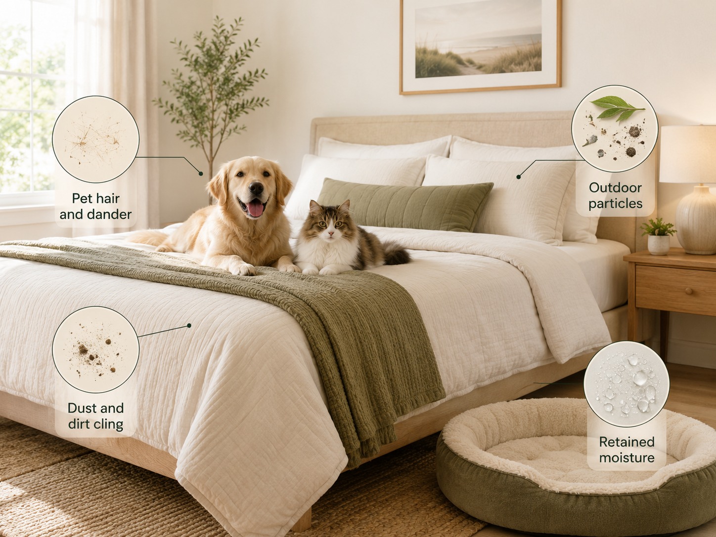Pets on the bed and soft-surface residue at home